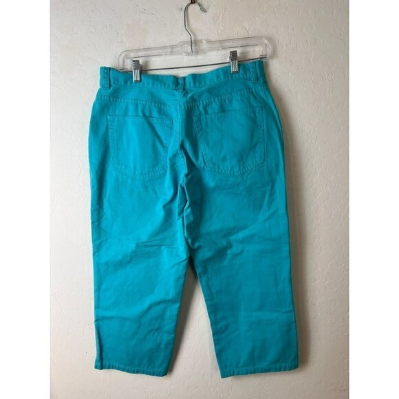 Chaps by Ralph Lauren Sz 8 Turquoise Jean Crop Pants Cotton Cropped - Picture 3 of 5